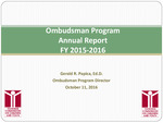 Ombudsman Program Annual Report FY 2015-2016 by Tennessee. Commission on Children and Youth.
