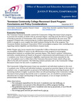 Tennessee Community College Reconnect Grant Program, Conclusions and Policy Considerations