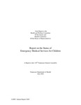 2020 Report on the Status of Emergency Medical Services for Children by Tennessee. Department of Health.