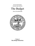 State of Tennessee, The Budget, Fiscal Year 2019-2020, Volume 2, Base Budget Reductions by Tennessee. Department of Finance & Administration.