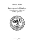Recommended Budget, Expenditures by Object and Funding by Source, Fiscal Year 2019-2020