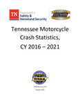 Tennessee Motorcycle Crash Statistics, CY 2016-2021 by Tennessee. Department of Safety & Homeland Security.
