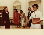 Dr. Benjamin Hooks and Ronald Reagan at the White House after ceremony