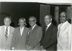Murray Saltzman, Lois Rosenfield, Harry G. Robinson III, Sam Hooks, and Dr. Benjamin Hooks at Dorothy Parker Memorial Garden Dedication Announcement by Henry Phillips
