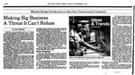 Newspaper Article, Iver Peterson, "Making Big Business a Threat It Can't Refuse," The New York Times, New York, New York