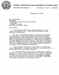 Dr. Benjamin Hooks, Letter on President Reagan's Charles Evan Hughes Gold Medal Award, New York, New York