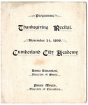Cumberland City Academy, Tennessee, Thanksgiving Recital program, 1898