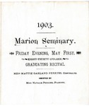 Marion Female Seminary, Alabama, graduating recital program, 1903