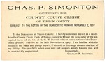Charles P. Simonton election card, 1907