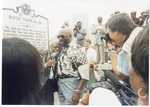 Photograph, Rufus Thomas, Jr., sign dedication, Beale Street, Memphis, TN, 1990s