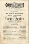 Columbia Theatre, program, Boston, Massachusetts, 1892