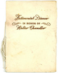 Program: Walter Chandler testimonial dinner, Memphis, 1946