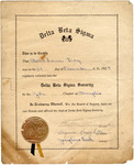 Certificate; 1929 December 31, Delta Beta Sigma, Mabel Francis Gray