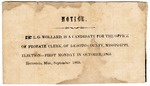 Probate Clerk candidate notice, DeSoto County, Mississippi, 1865