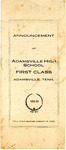 Adamsville High School announcement, 1922
