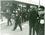 Police confront strikers on Main Street, Memphis, 1968
