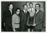 Jerry Johnson receives Outstanding Faculty award at LeMoyne-Owen College, Memphis, Tennessee, 1980