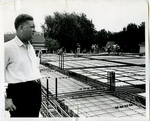 President Dr. Hollis Price near the new Student Union site at LeMoyne College, Memphis, Tennessee, 1966