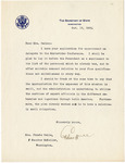 Letter, Secretary of State Cordell Hull to Phoebe Omlie, 1933 October 13