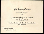 Joseph Cortese violin school, Memphis, card, 1917