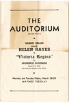 "Victoria Regina" program, Auditorium, Memphis, 1938