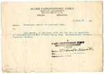 Permit to purchase beer, Allied Expeditionary Force, Freising, Germany, 1945