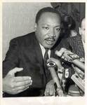 Martin Luther King, Jr speaking to the press, Memphis, 1968