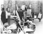 Picketers with signs outside Clayborn Temple, Memphis, 1968