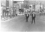 Police on deserted Beale Street, Memphis, 1968