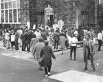 Protesters in front of Clayborn Temple, Memphis, 1968