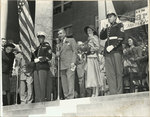 Memphis State College President J. Millard Smith welcomes Miss America 1947
