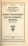 1920 April, West Tennessee State Normal School bulletin