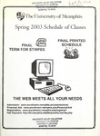 2003 Spring, University of Memphis schedule of classes