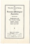 Tennessee Philological Association meeting program, Memphis, 1937