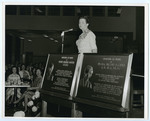 Flora Rawls at dedication of Rawls Hall, Memphis State University, 1965