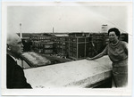Deans Robison and Rawls on top of Rawls Hall, Memphis State University, circa 1965